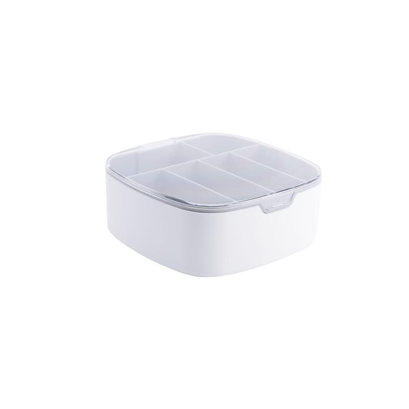 Boîte de rangement câbles et chargeurs à compartiments (plastique, blanc)