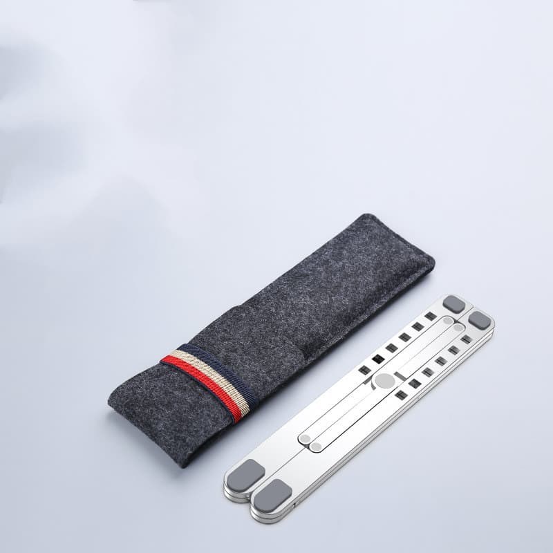 Support ordinateur portable pliable en aluminium (argent, avec pochette)