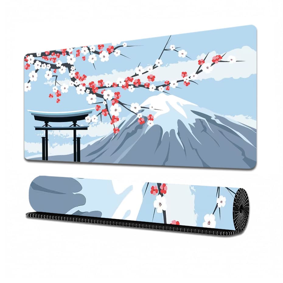 Grand tapis de bureau motif Mont Fuji (300 x 800 mm)